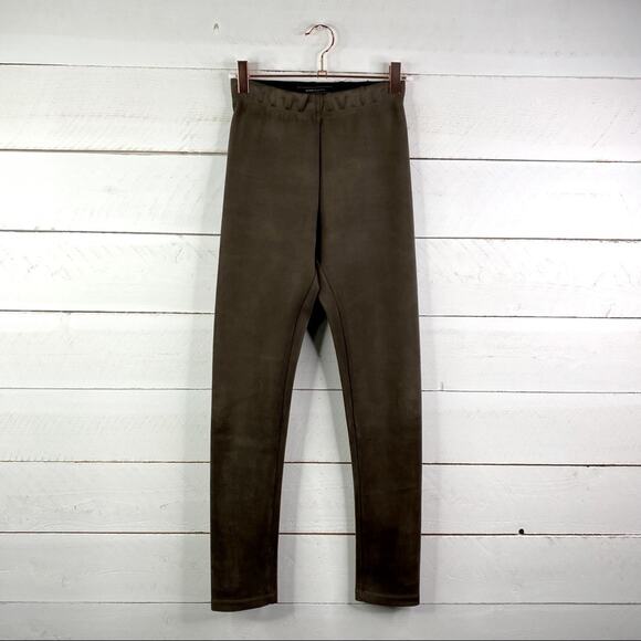 BCBGMAXAZRIA Brown Mason Faux Suede Dark Fatigue Pull On Legging Pants‎ Size XS - Picture 5 of 11
